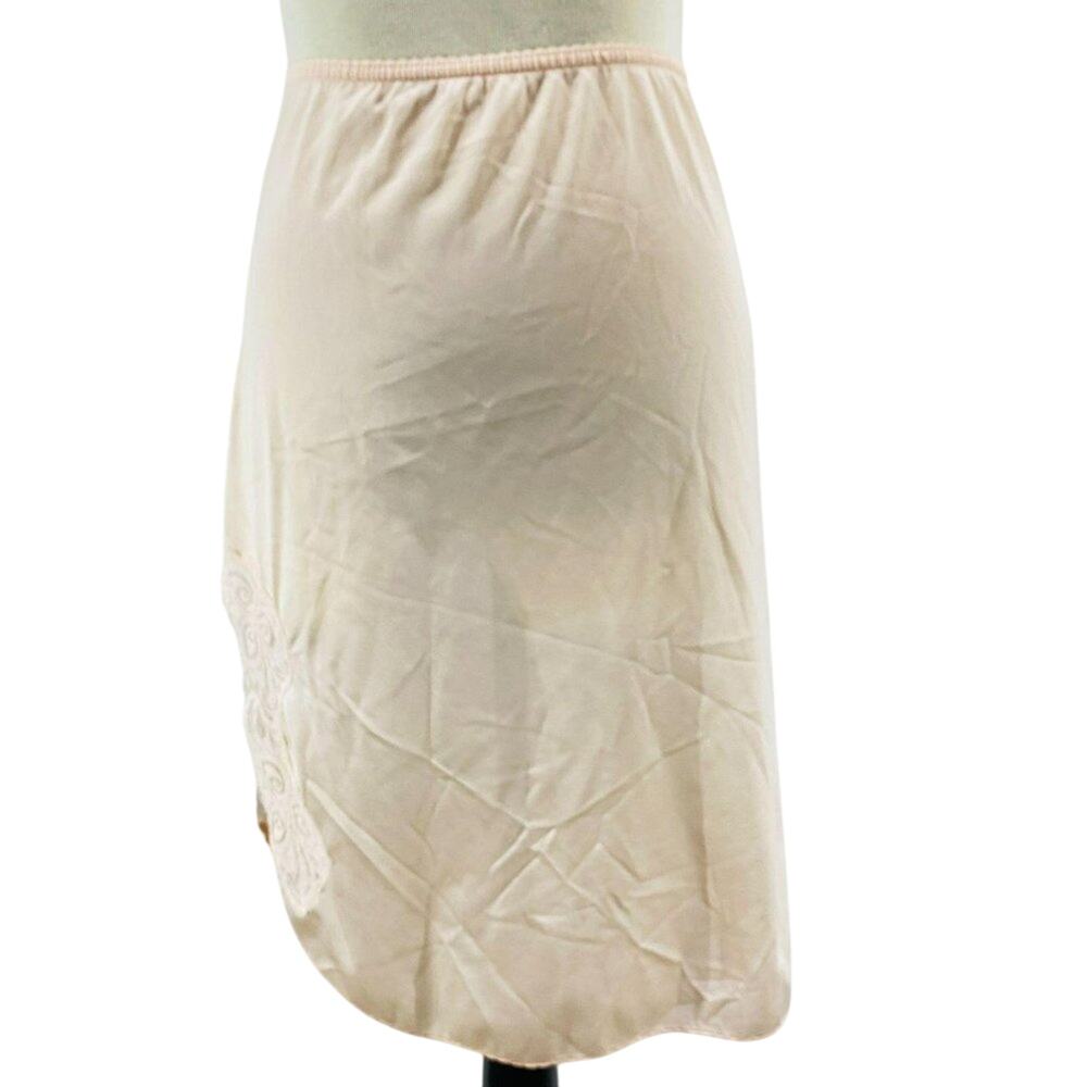 Vintage Bali Half Slip Peach Nylon Lace Slit Size Small